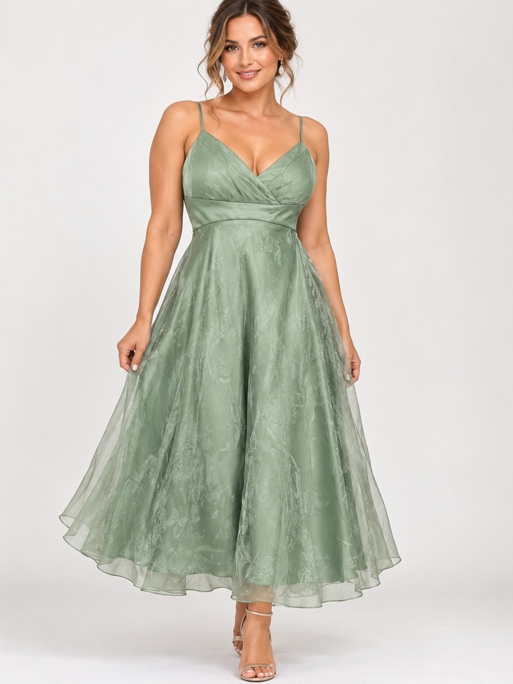 Alfred Angelo Size 12 Clover Sage Green Formal Dress Romantic Bridesmaid Evening